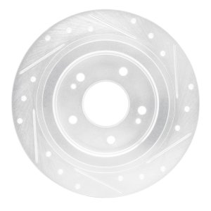 Hyundai Kona Brake Rotor (1) - Rear Left - R1 Concepts - Drilled & Slotted - Silver - `18-`25